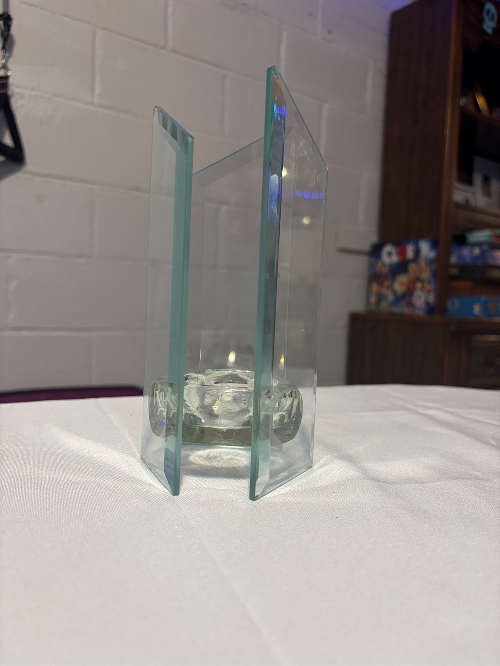 Kosta Boda Clear Glass Candle Holder with Subtle Green Tint